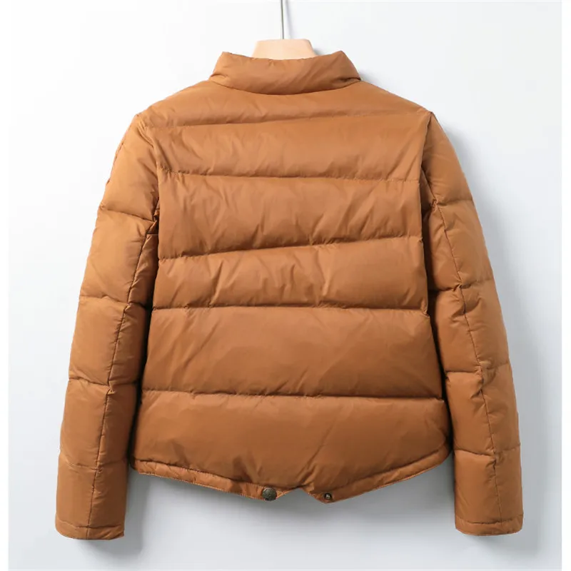 Sanishroly 2022 outono inverno mulher ultra leve pato branco para baixo jaqueta feminina manga longa casaco curto puffer parkas topos