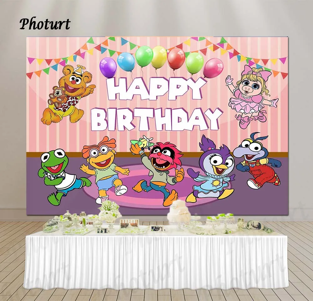 

PHOTURT Stage Muppet Photography Background Kids Birthday Baby Shower Backdrop Dolly Toy Balloon Flag Vinyl Photo Studios Props