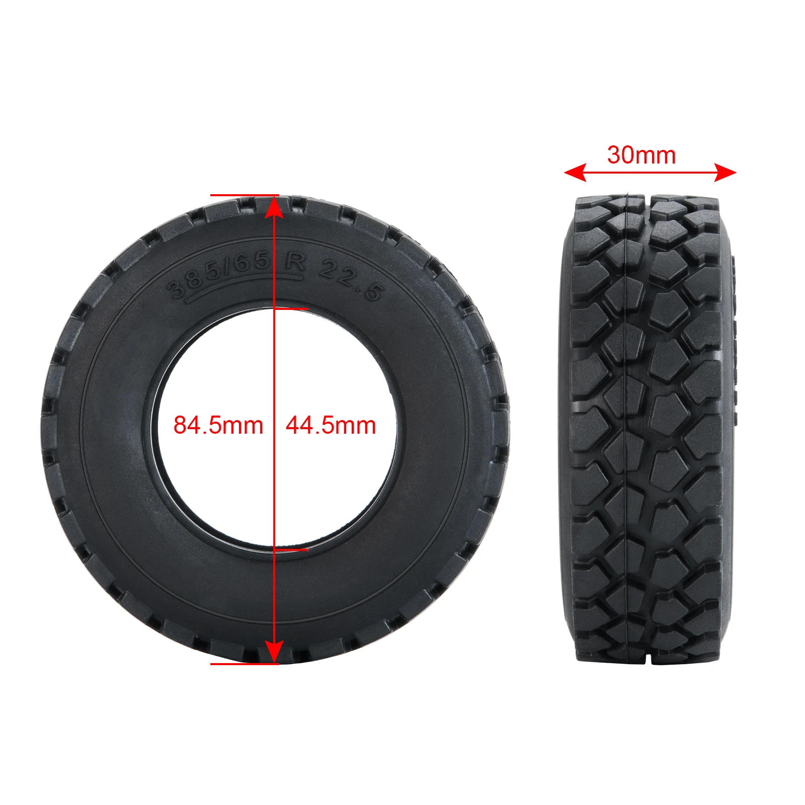 AXSPEED 1/2/4Pcs Beadlock Rubber Wheel Tires with Foam 385/65 R 22.5 for Tamiya 1/14 RC Trailer Tractor Truck Model Upgrade Part