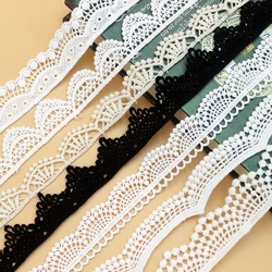 5 Yards 100% Cotton Lace Water Soluble Embroidered Lace White Scalloped Sewing Apparel Trims 2.4CM