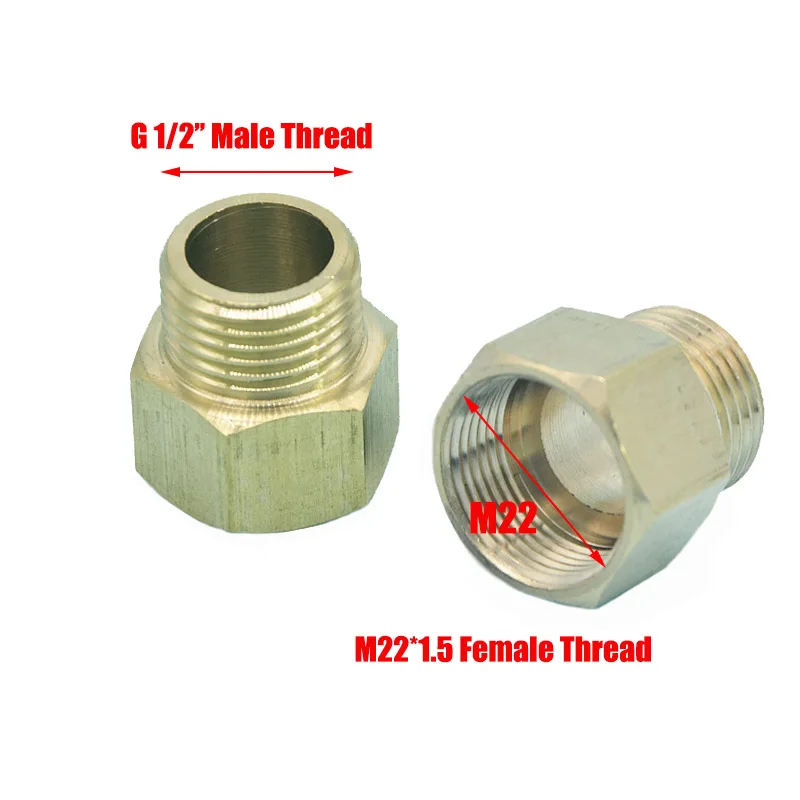 NuoNuoWell 1PC Copper Pipe Male Female Screw Thread Reduce Connector Brass Adapter M14 M18 M22 1/2\'\'