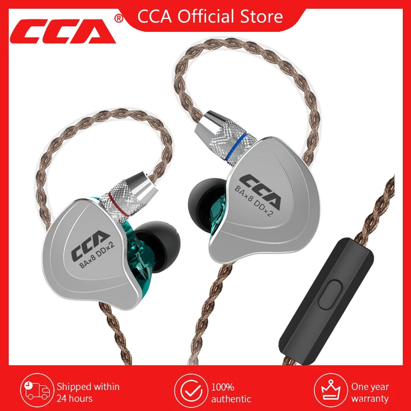 CCA C10 Hybrid Hanging In Ear Earphones Hifi Dj Sports Drive Headset Noise Cancelling Earbuds Gamer Wired With mic headphone