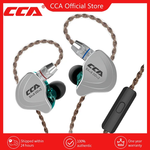 CCA C10 híbridos-auriculares con micrófono, dispositivo de audio Hifi para Dj, con cancelación de ruido, con cable