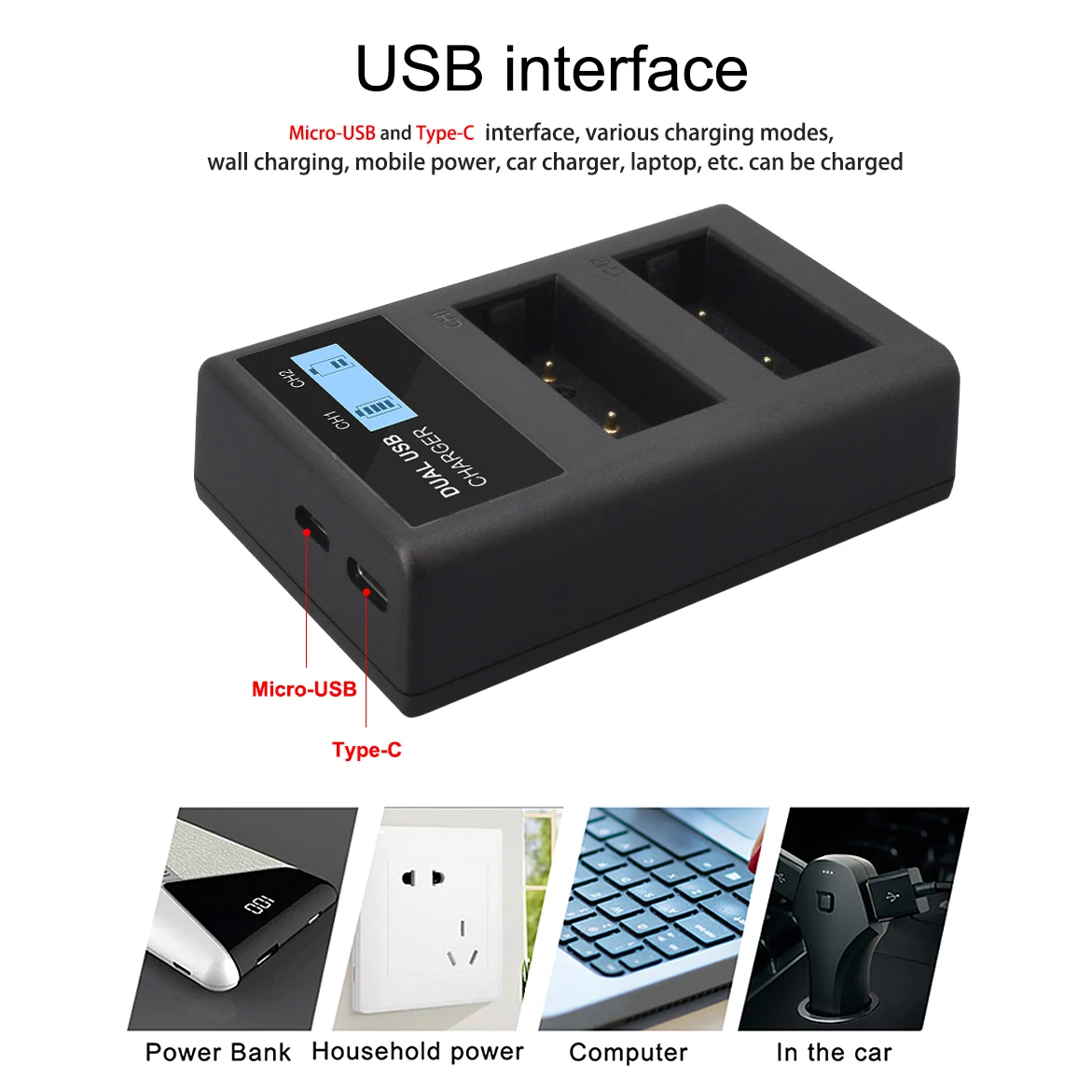 NP-W126 NPW126 NP W126 LCD USB Chargeur pour Fujifil Fuji NP-W126 Batterie X-T3 XA5 XT20 XT2 XT1 XT100 X-A1 XT10 XE3 X100F X-PRO2