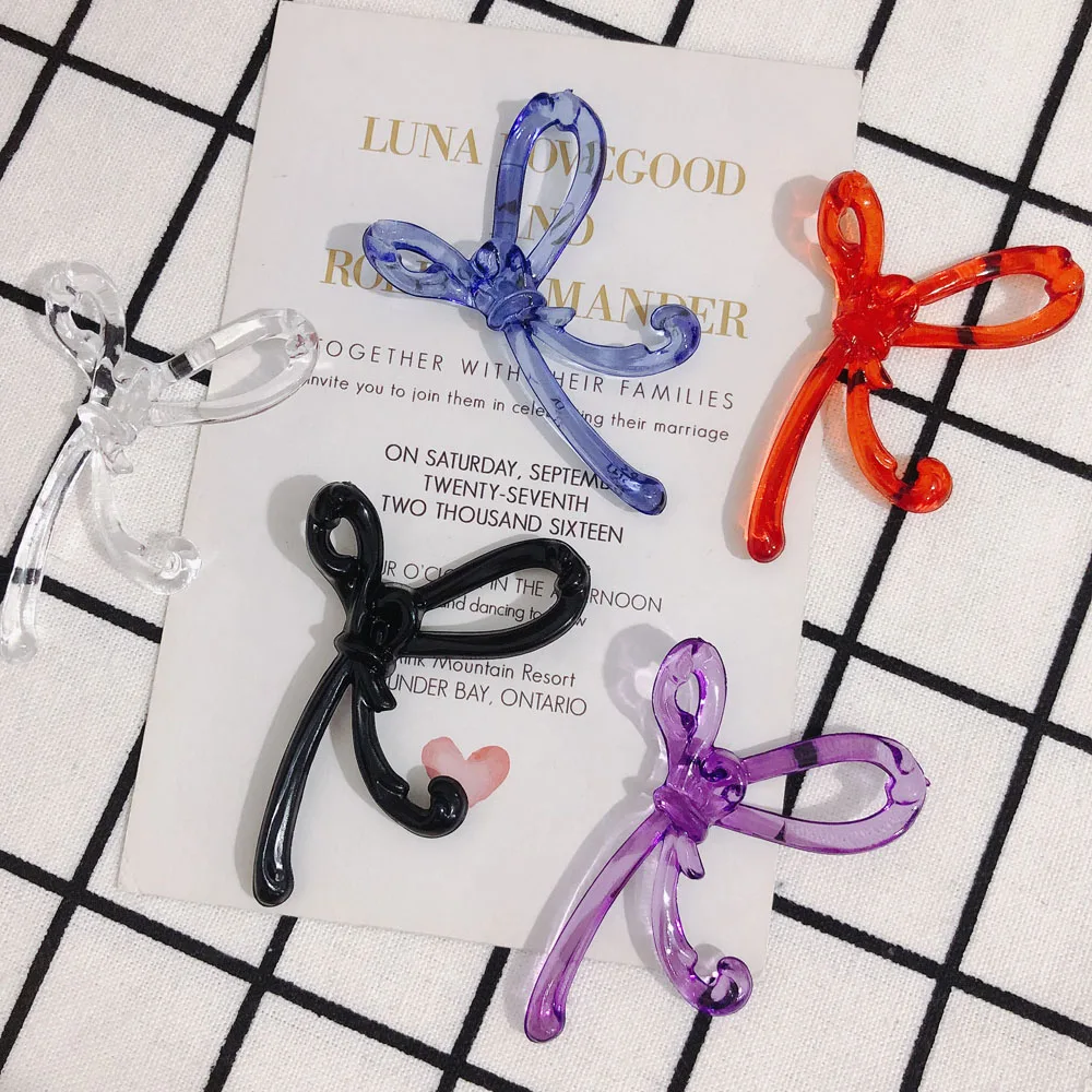 

DIY jewelry 2020 spring and summer series transparent acrylic simple bow hair accessory ear clip earring material 4pcs