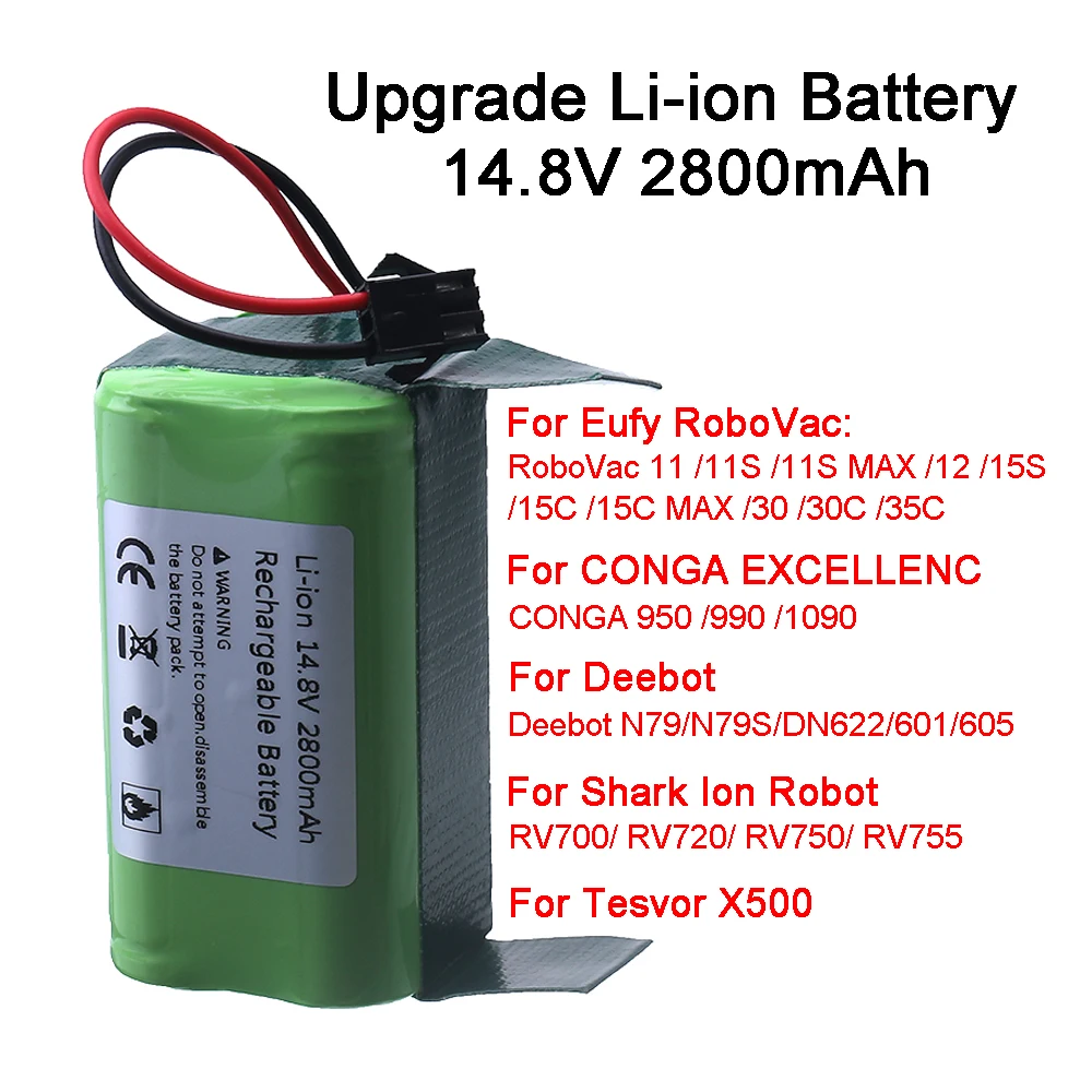 14.8V 2.8Ah Li-ion battery for Cecotec Conga Excellence 950 1092 Ecovacs Deebot DN621 601/605 Eufy RoboVac 35C Panda i7 V710