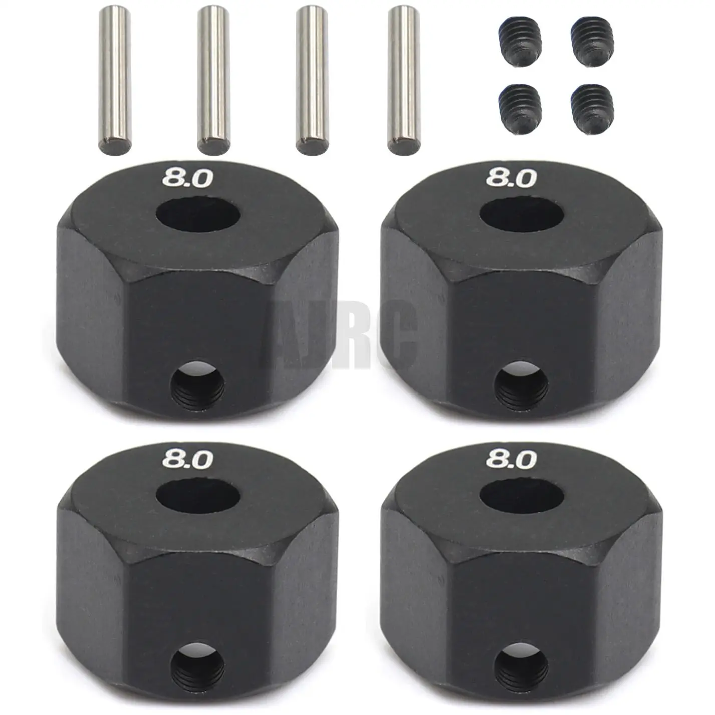 4pcs/set Metal 12mm Wheel Hex Red/black Hub For Axial Scx10 90046./90047 1:10 Rc Crawler 8mm/9mm/10mm Thickness