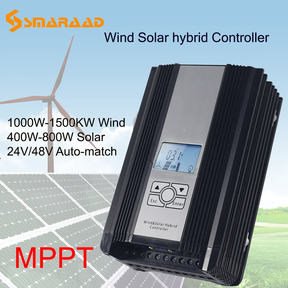 

High Quality 1000W 1500W Wind 200W-1500W Solar MPPT Hybrid Charge Controller 24V/48V Auto Dump Load Inserted With LCD Display