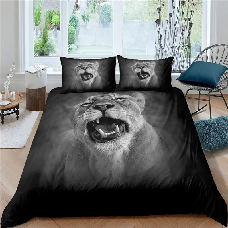 

Bedding Sets Luxury 3D Lion Animal Print Kids Aldult Duvet Cover Pillowcase Home Textile Single Queen and King Size Bedclothes