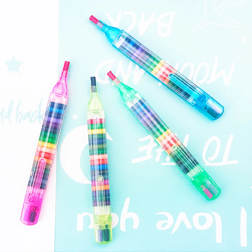 1Pc DIY 20-Color Replaceable Pastel Pencil, Creative Colored Painting Crayons Graffiti Pencil, Cute Kids Drawing Stationery Pen