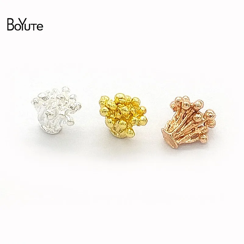 BoYuTe (200 Pieces/Lot) 6.5*6.8MM Metal Alloy Flower Stamen Pistil Materials Diy Hand Made Jewelry Accessories Parts