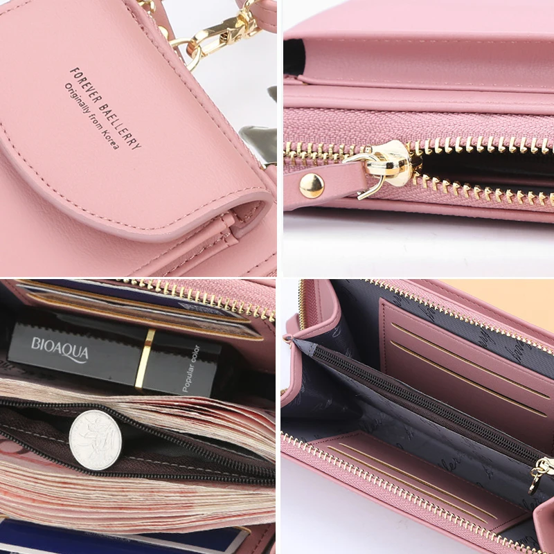 Free Engraving Women's Wallet Zipper Hasp Paragraph Clutch Bag Small Diagonal Multi-function Solid Color Mobile Phone Long Purse