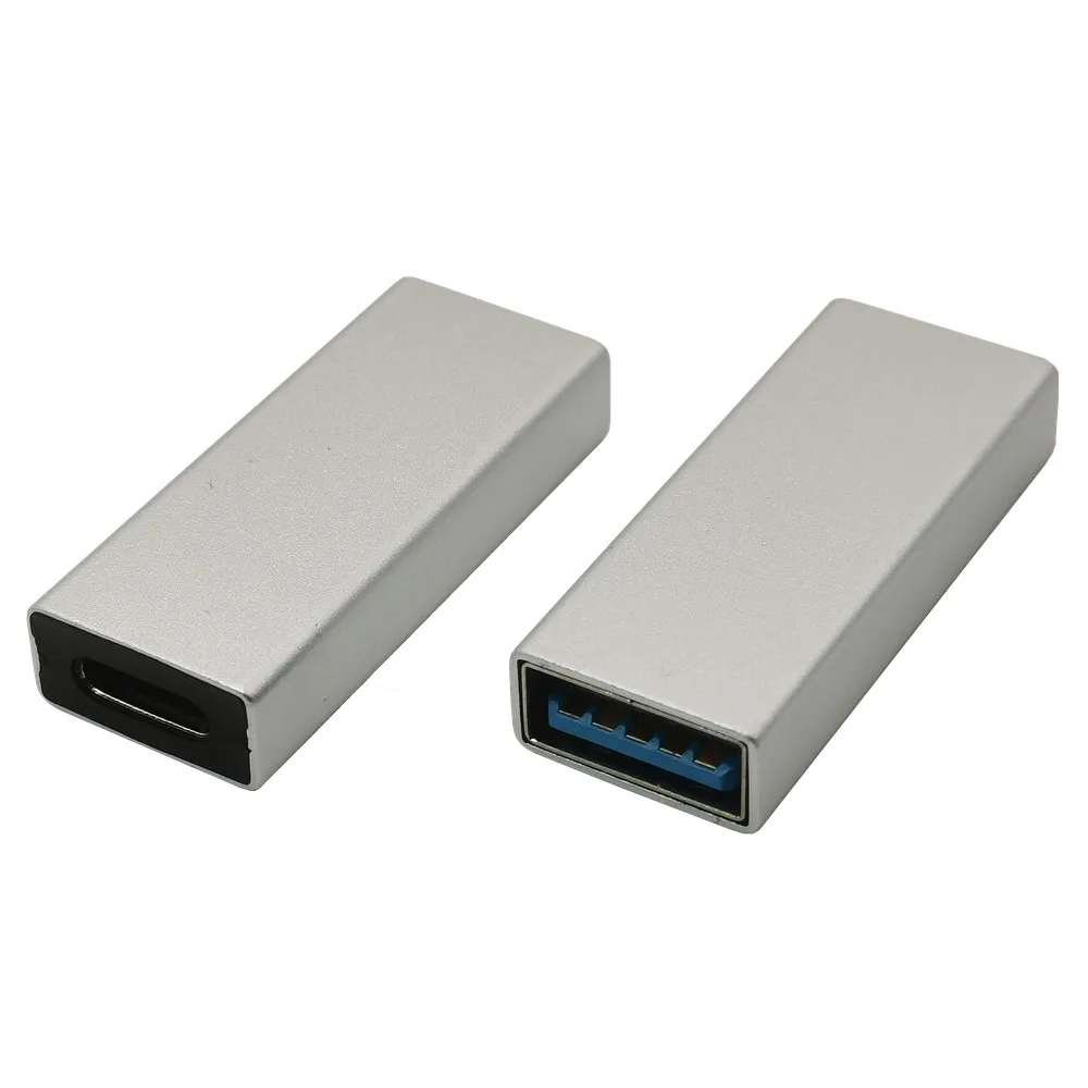 USB 3.0 Female to Type C Female Adapter USB 3.1 to USB3.0Converter Adaptor 5gbps Aata Transmission Black Silver