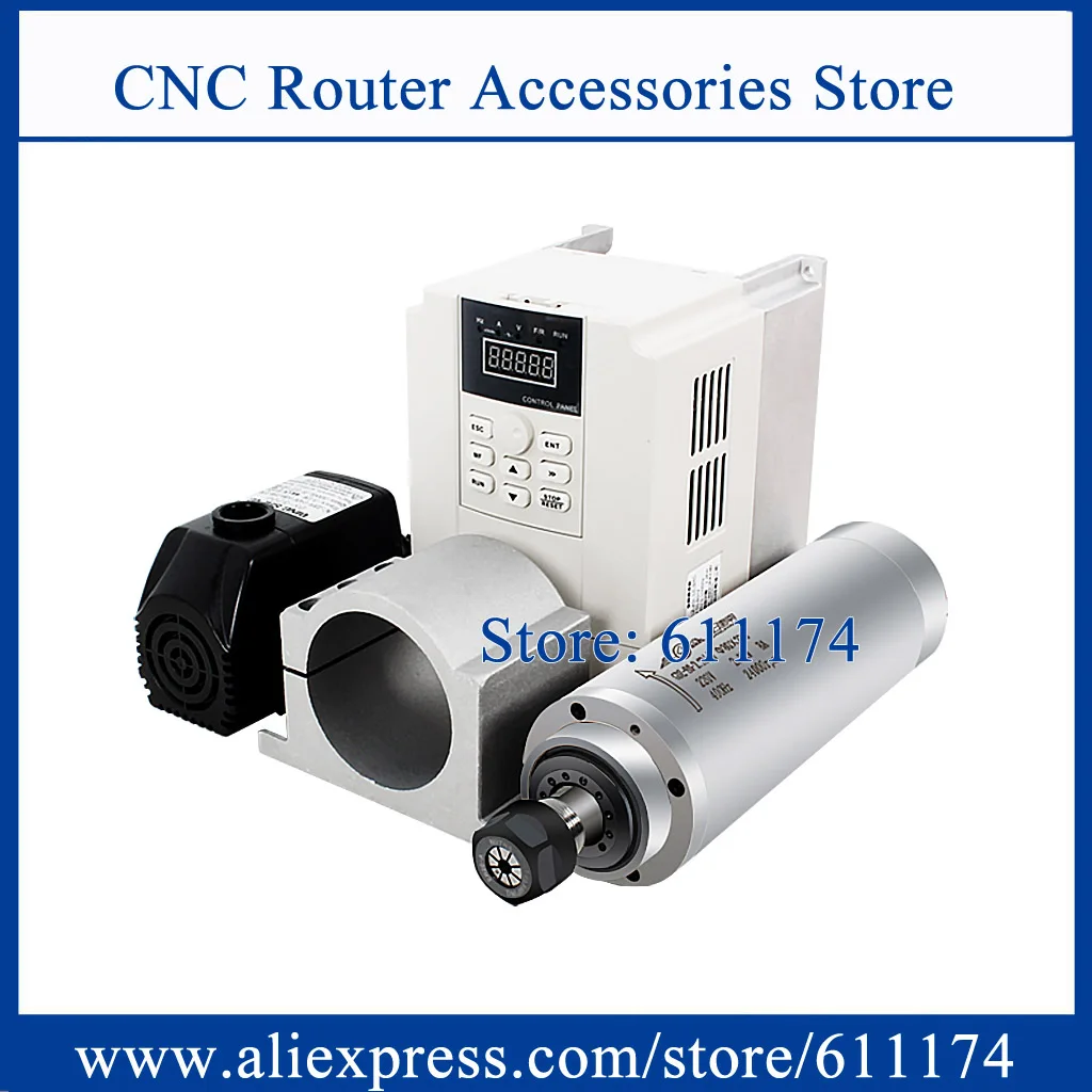 GDZ80-2.2B 2.2KW 스핀들 모터 + AC220V VFD 인버터 + 75w 3.2m 워터 펌프 + 80mm 브래킷