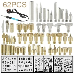 62Pcs Houtgestookte Pen Tool Solderen Stencil Ijzer Ambachtelijke Set Pyrography Kit