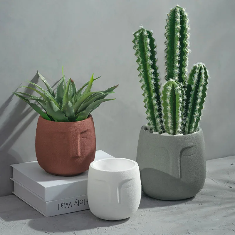 Creative Flower Pot Concrete Planter Molds Gypsum Plaster Craft Home Decor Cement Clay Vase Succulent Plants Pot Silicone Mold