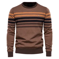 Moda semplice Versatile a righe contrasto colore maglione Casual da uomo Ouma personalità tendenza maglia Bottoming Shirt