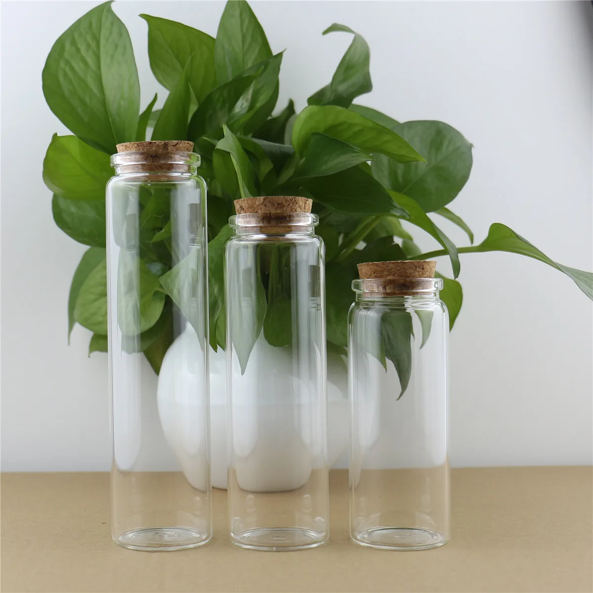 12pcs/lot 47mm 150ml 200ml 240ml Cork Crafts Glass Botttle Sub Jars Kitchen Storage Container Bottles In vitro Glass Jars