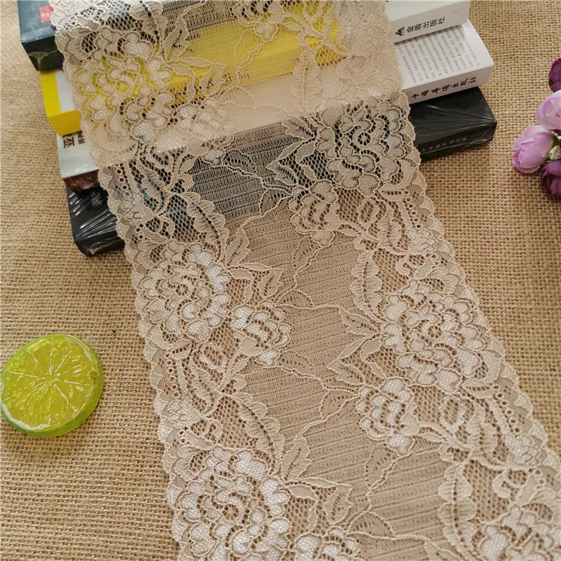 17CM Elastic Tulle Mesh Lace African Fabric Ribbon For Dresses Decoration Black Large Edge Couture Materiel Accessoires E1792