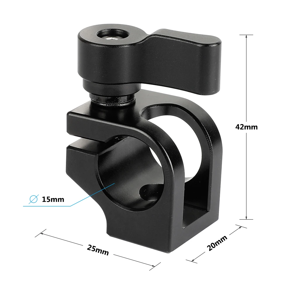 HDRIG Universal 15mm Single Rod Clamp with 1/4\