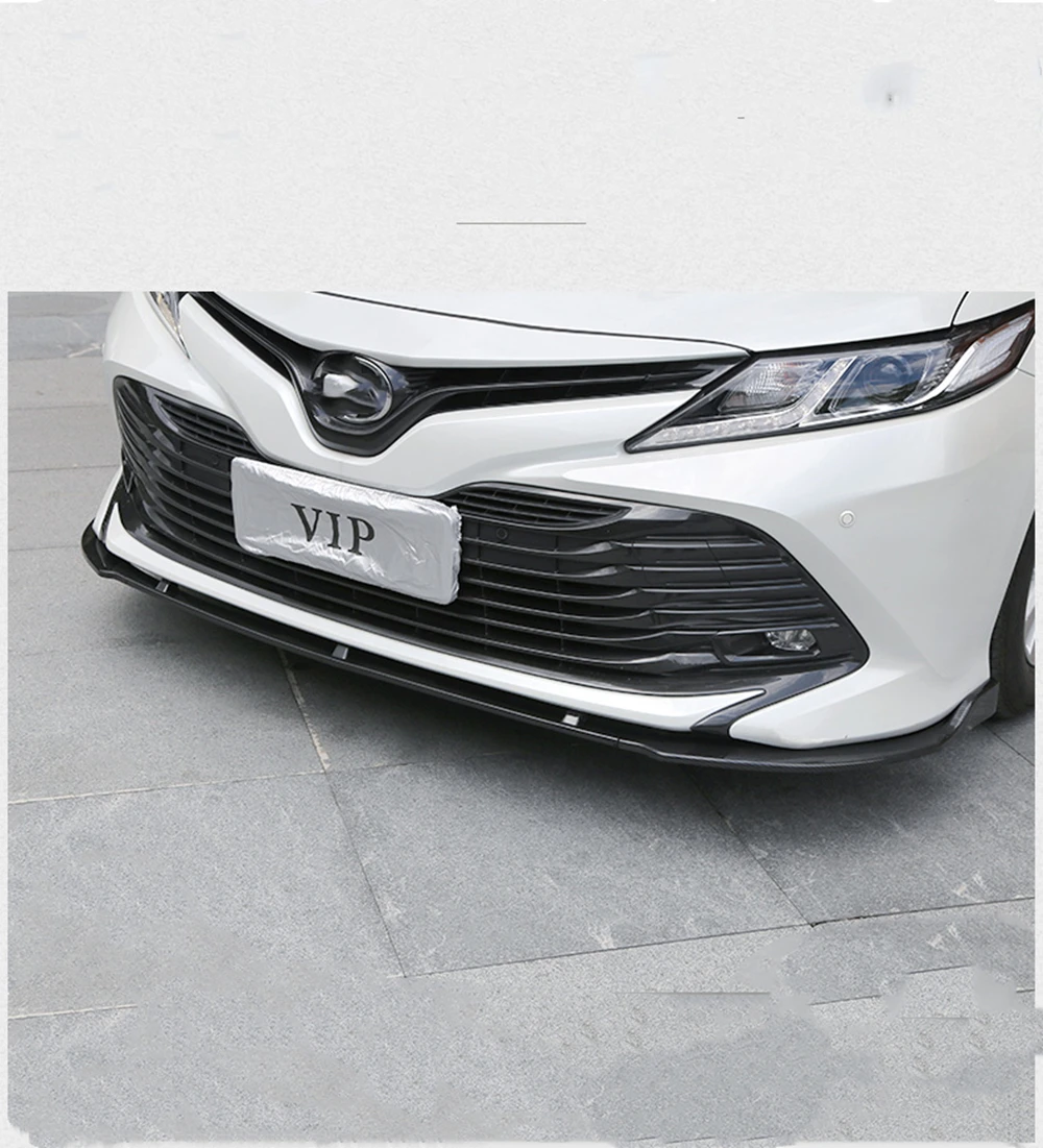 For Toyota Camry L LE XLE 2018-2019 Deluxe Front Bumper Spoiler Lip Carbon Fiber Look/Gloss Black Lower Body Kit Splitter Blade 