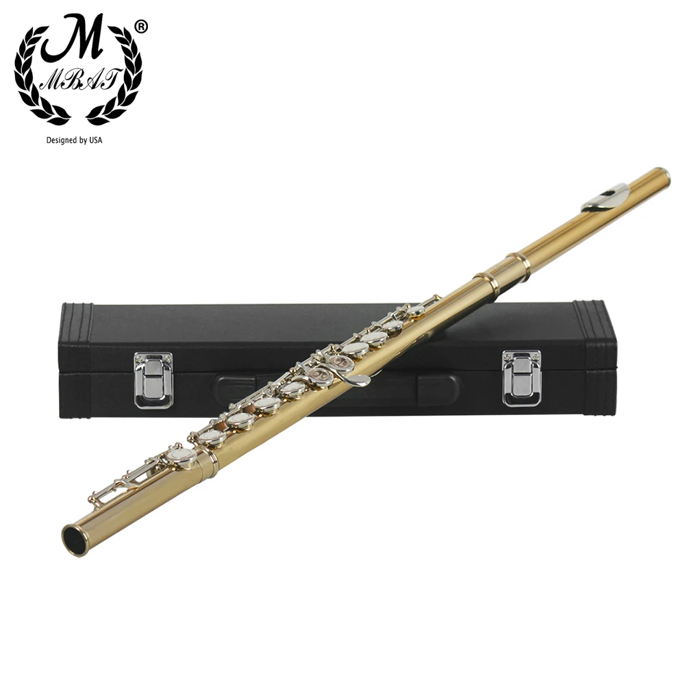 M MBAT 16 Hole Flute Golden Silver Key Flute High Quality With Storage Box Accessories Professional Woodwind Musical Instrument