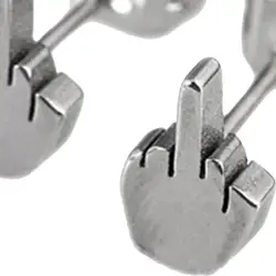 Funny Ear Stud Earrings Women Men Anti-rust Allergy Free Stainless Steel Middle Spoof Finger Pattern Earrings