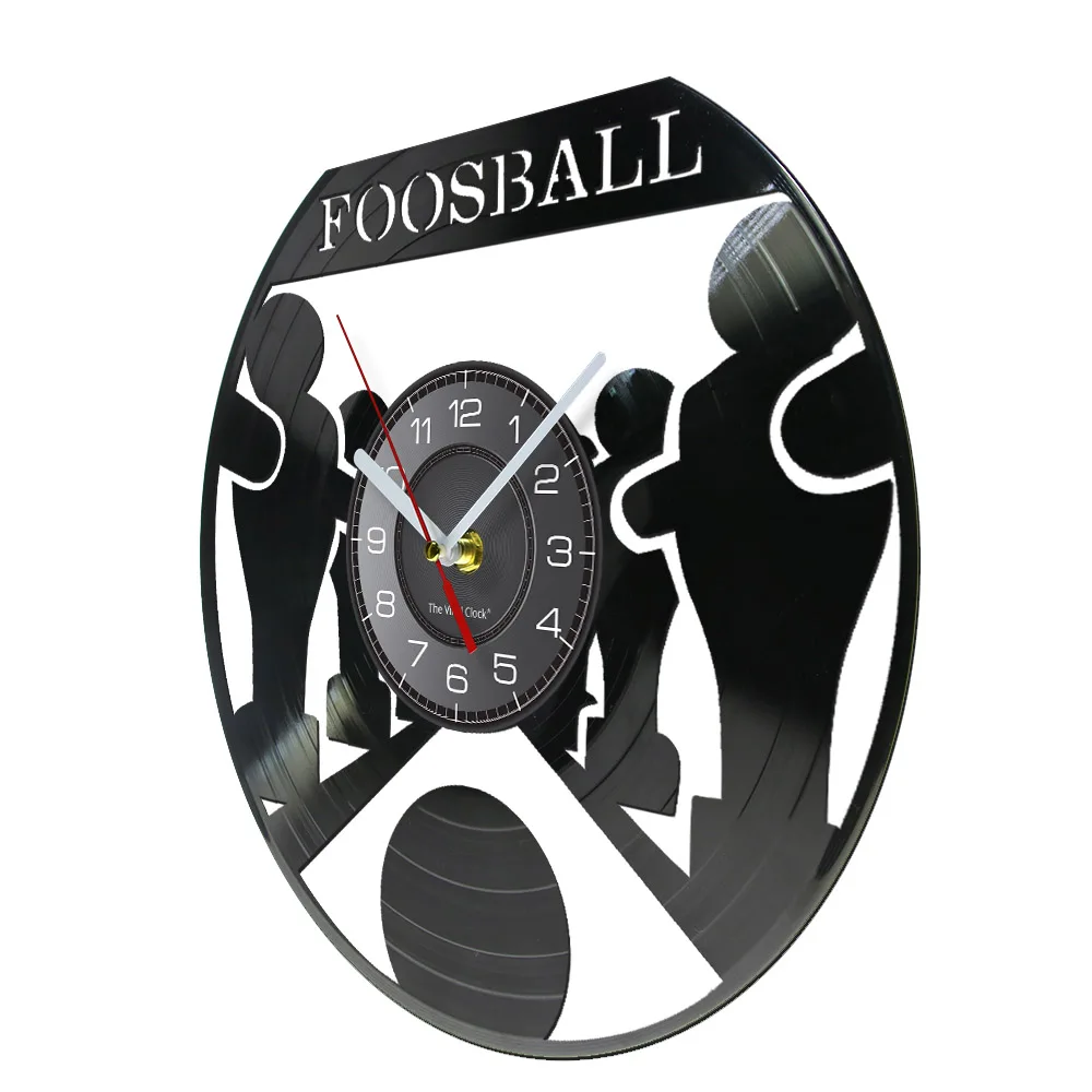 Football Player Hobby Vinyl LP Record Wall Clock Game Room Art Table Soccer Ball Lovers Home Decor Retro Watch Soccer Fans Gift