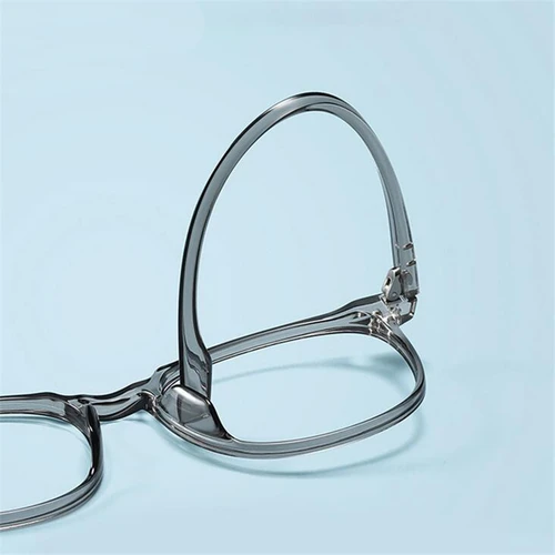 Imagen 2 del producto 0-0,5-0,75 a-4,0 Anti luz azul marco gris transparente gafas cuadradas para miopía remache TR90 gafas graduadas de menos grados