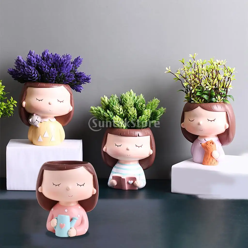 

Mini 6.5cm Modern Succulent Pots Cute Girl Patterns Creative Lovely Little Princess Flowerpot for Bonsai Pots Home Decoration