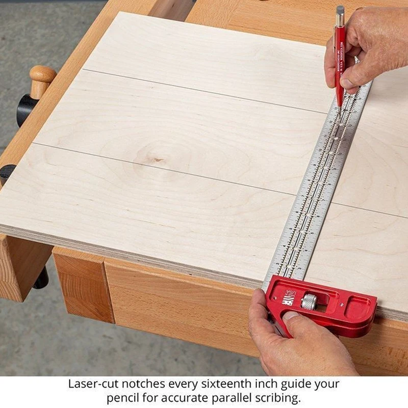 Imagem -05 - Régua Ferramenta Escalável para Woodpecker T-tipo Régua Buraco Inoxidável Scribing Marcação Line Gauge Carpenter Measuring Tool