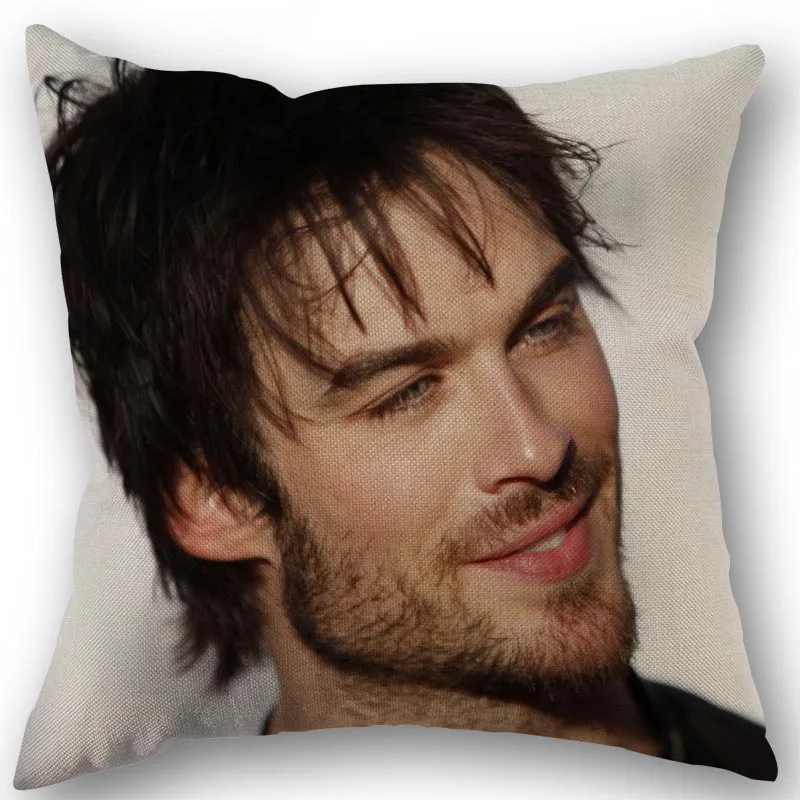 New Custom Ian Somerhalder Pillowcase Cotton Linen Fabric Square Zipper Pillowcase 45X45cm Wedding Decorative Pillow cover