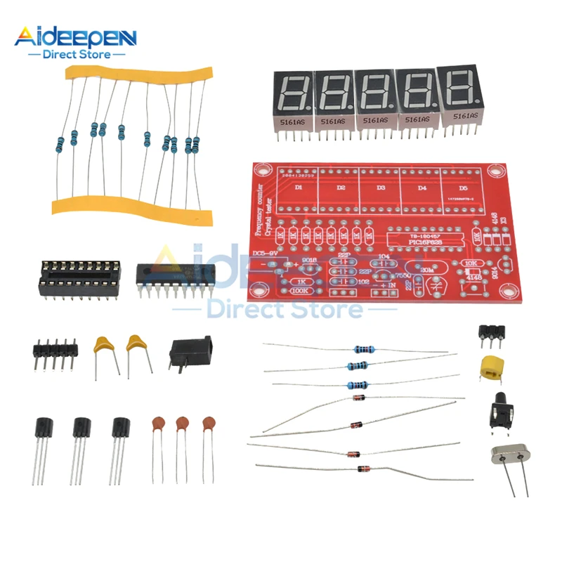 1Hz-50MHz LED Digital Crystal Oscillator Frequency Counter Tester Meter DIY Kits 5 Digital Resolution Frequency Meters