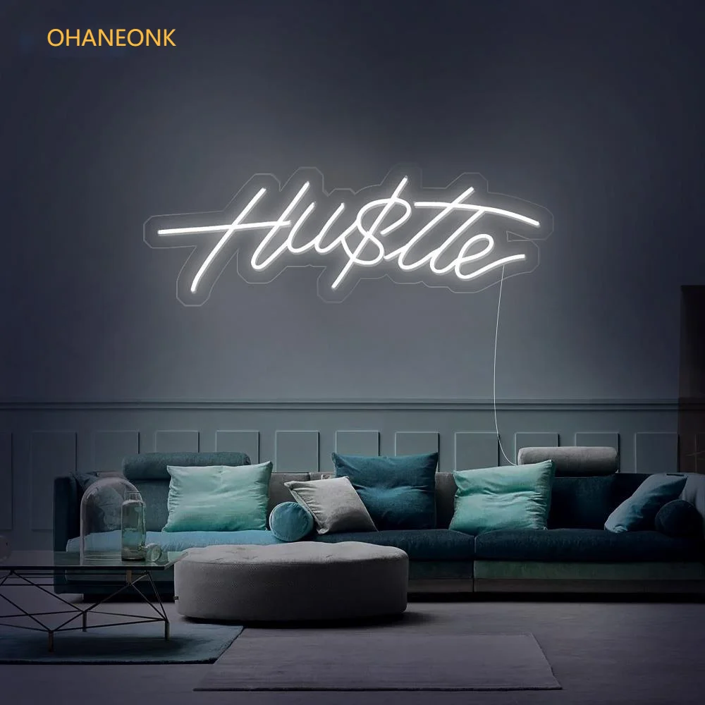 

OHANEONK Hustle LED Neon Sign Light Letter Name Logo Personalized Neon Sign Custom For Party Wedding Home Decorative