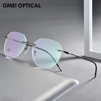 Ultralight Titanium Alloy Rimless Men Glasses Frame Square Eyeglasses Myopia Prescription Frames For Women Optical Eye Glass 1