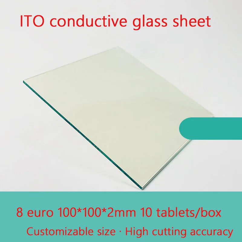 

10 Pieces/box Customized ITO Conductive Glass 100*100* 2mm 8 Ohm Can Be Customized Size