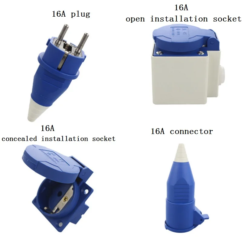 Industrial plug and socket waterproof connector 2-core 16A explosion-proof butt joint European two-hole 220v generator