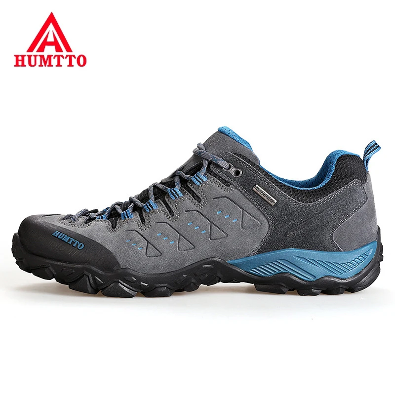 HUMTTO Mens Waterproof Hiking Shoes Genuine Leather Mountaineering Trekking Shoes Women Breathable Sports Sneakers Hunting Boots