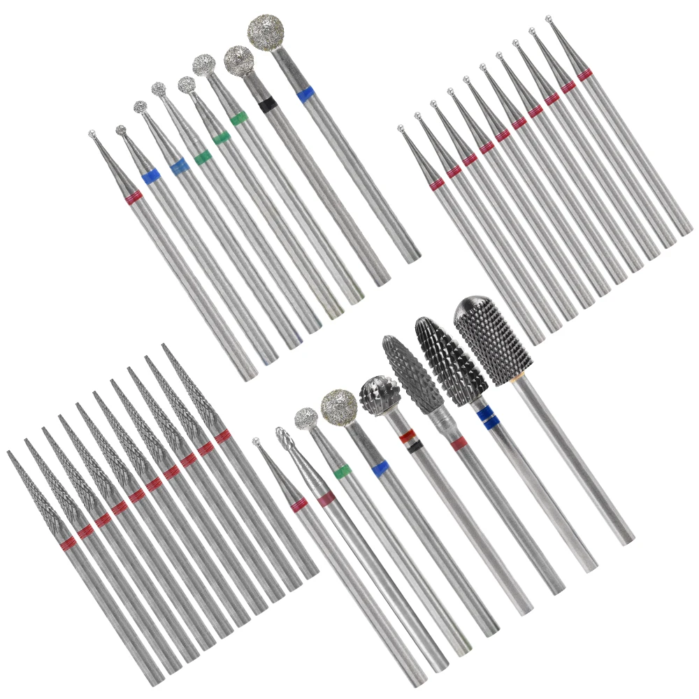 Ceramic Diamond Nail Drill Bits Set Carbide Milling Cutter Manicure Machine for Electric Drill Machine Nail Files Polishing Tool