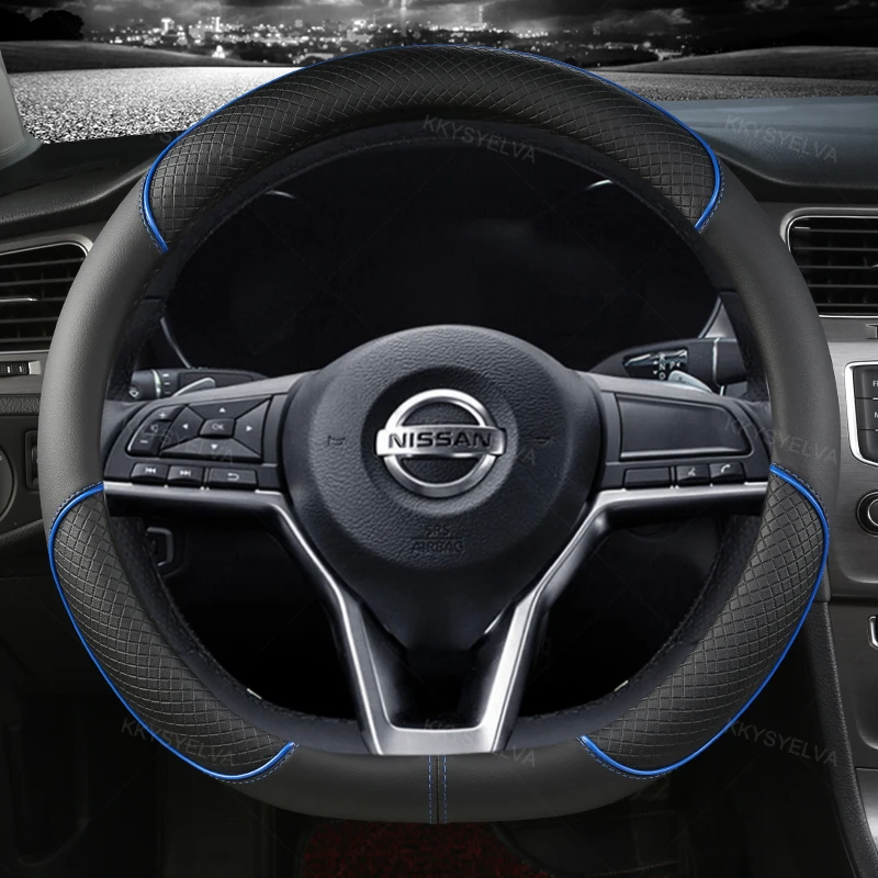 Car Steering Wheel Cover D Type PU Leather For Nissan X-trail Qashqai Rogue Sport Rogue 2017 2018 2019 2020 2021 Altima Versa