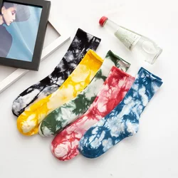 Tie-Dye Socks Street Trend High-Top Tide Socks Men And Women Solid Color Cotton Socks Basketball Men Socks Skateboard Socks