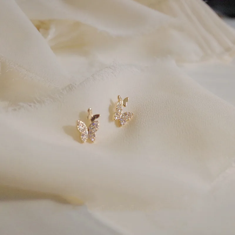 925 prata esterlina pavé zircon brilhante borboleta brincos femininos simples temperamento festa de casamento jóias presente da amizade
