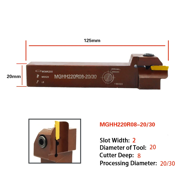 MGHH320R MGHH MGHH420R MGHH325R MGHH216 MGHH220 Face Groove Cutter External Depth Of Cut Circular CNC Tool Holder MGHH320