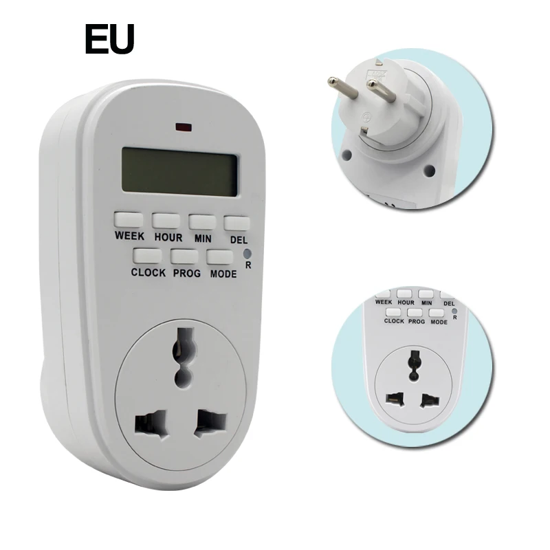 ManHua Electronic Digital Timer Switch EU/US/UK Plug Timer Outlet 230V 50HZ 24 Hour Cyclic Programmable Timing Socket