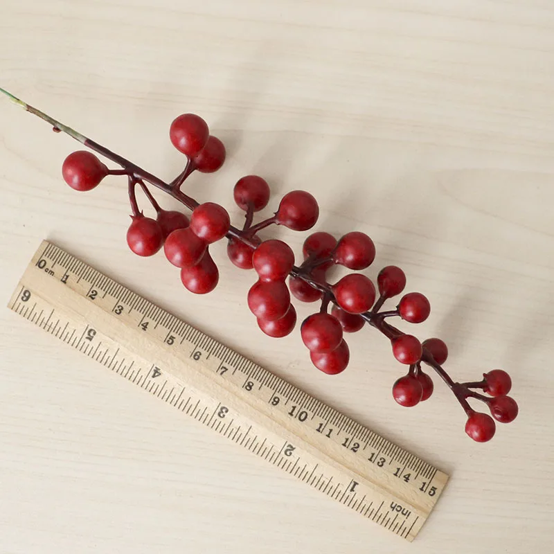 Autumn Foam Christmas Red Berry Branch Artificial Flower DIY Handmade Accessories New Year Christmas Wreath Decoration For Home