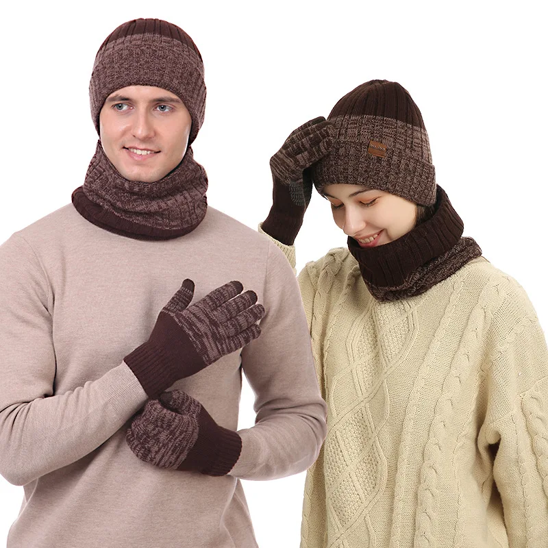 

Pregnant Women's Scarf Outdoor Bib Men and Women Warm and Cold-Proof Collar Thick Woolen Hat Gloves Three-Piece Set Windproof