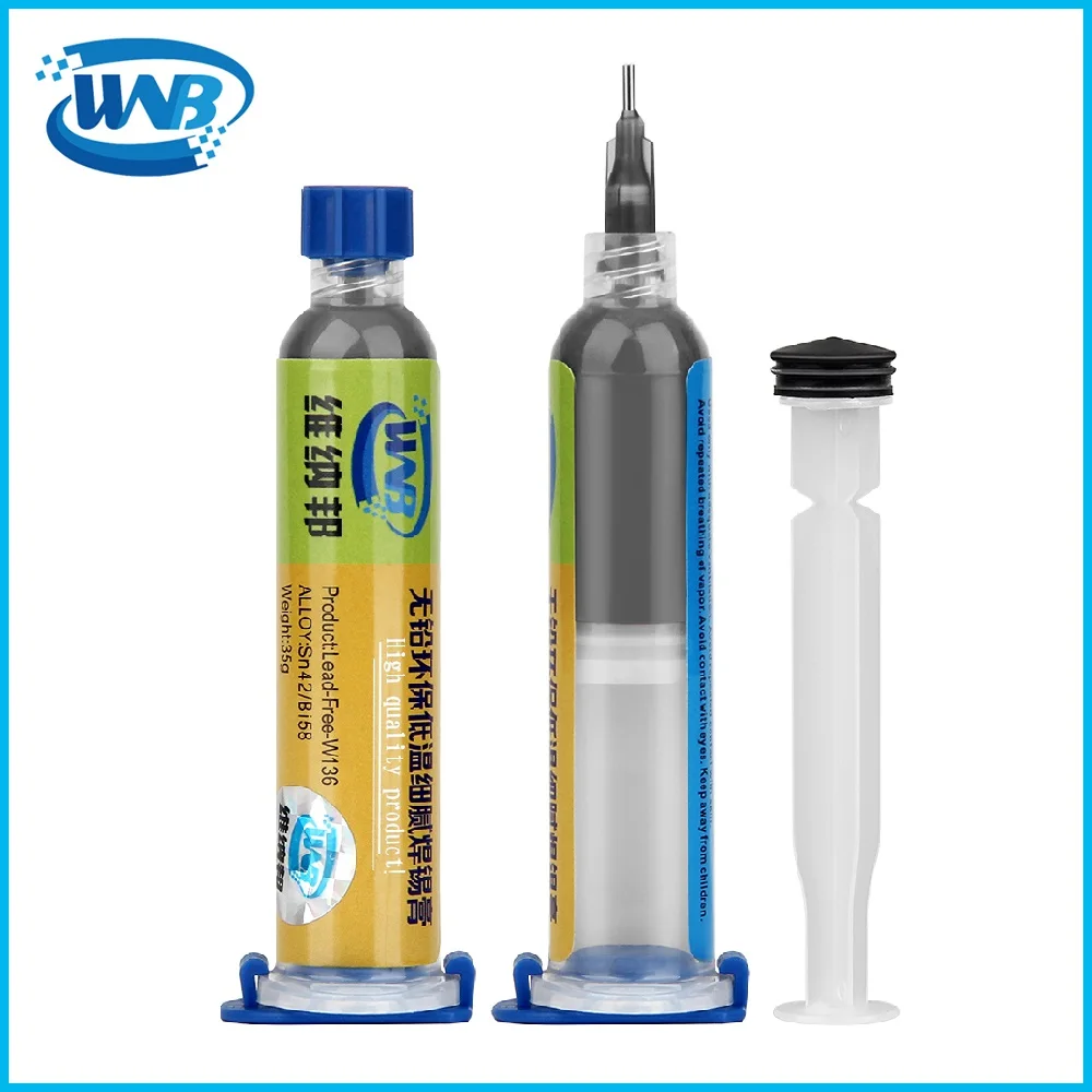 WNB 10cc Lead-free Sn42/Bi58 Solder Tin Paste Low Melting Point 138℃ Soldering Paste Welding Flux For BGA Board Stencil Repair