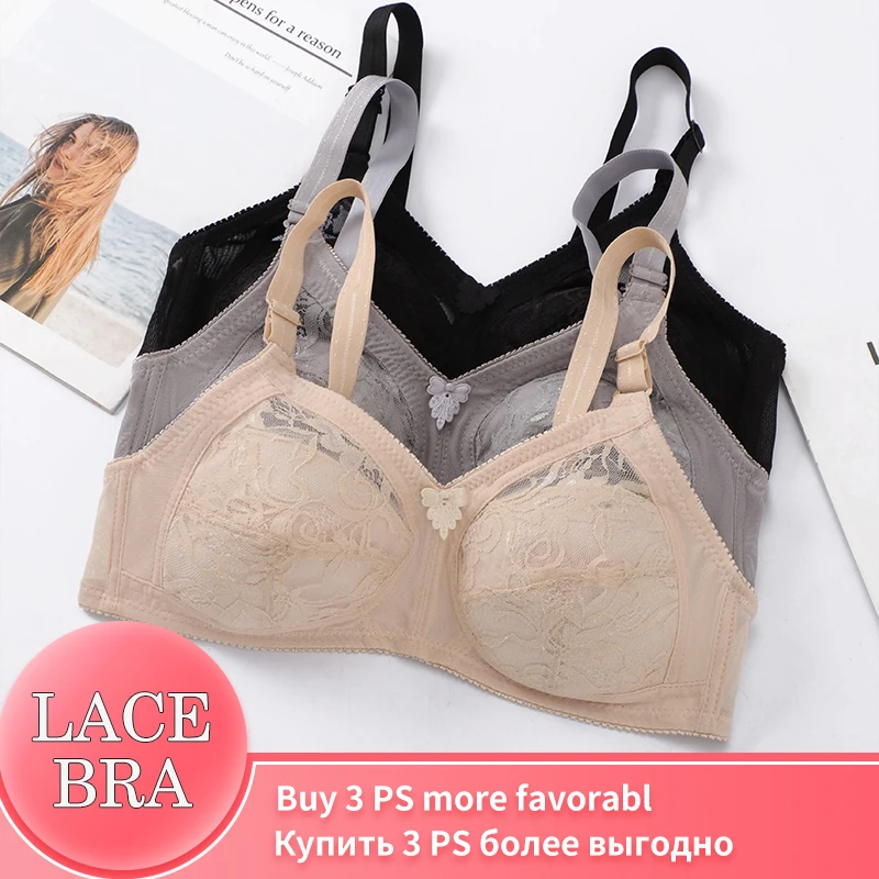 Yenlice Thin Bra Full Cup B 36 38 40 42 Wireless Lace Cotton Thin-Padded Women Bras Breathable Black Single-Bra Classic Bra