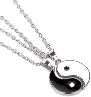 2Pcs Unisex Alloy Yin Yang Pendant Puzzle Piece Necklace Jewelry Gifts For Couple Or Best Friends