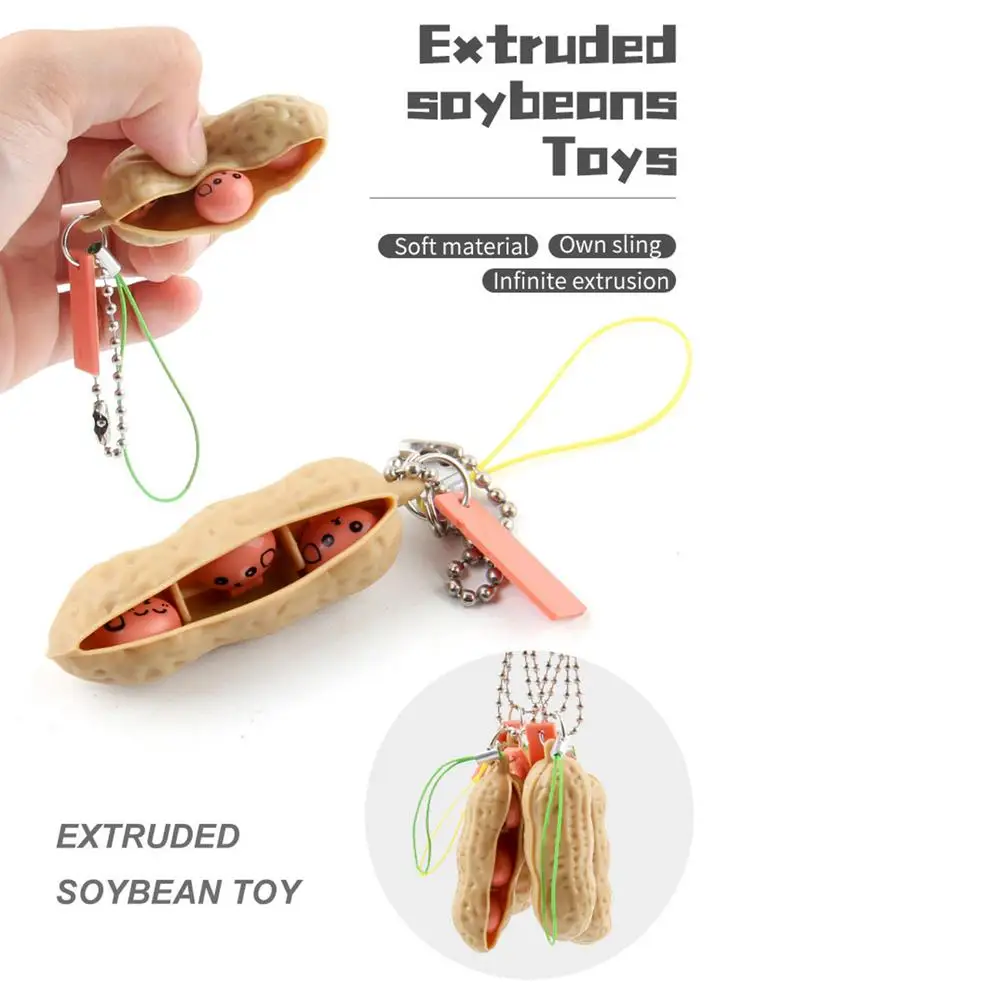 Fidget Toys Decompression Edamame Toys Peanut Keychain  Bean Pea Relaxing Fingers Squeeze Toy Decor Antistress Popper Toy